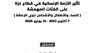 صورة تأثير الأزمة الإنسانية في قطاع غزة على الفئات المهمشة (النساء والأطفال والأشخاص ذوي الإعاقة) – 7 أكتوبر 2023 – 15 يونيو 2025