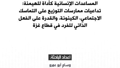 صورة المساعدات الإنسانية كأداة للهيمنة: تداعيات ممارسات التوزيع على التماسك الاجتماعي، الكينونة، والقدرة على الفعل الذاتي للفرد في قطاع غزة